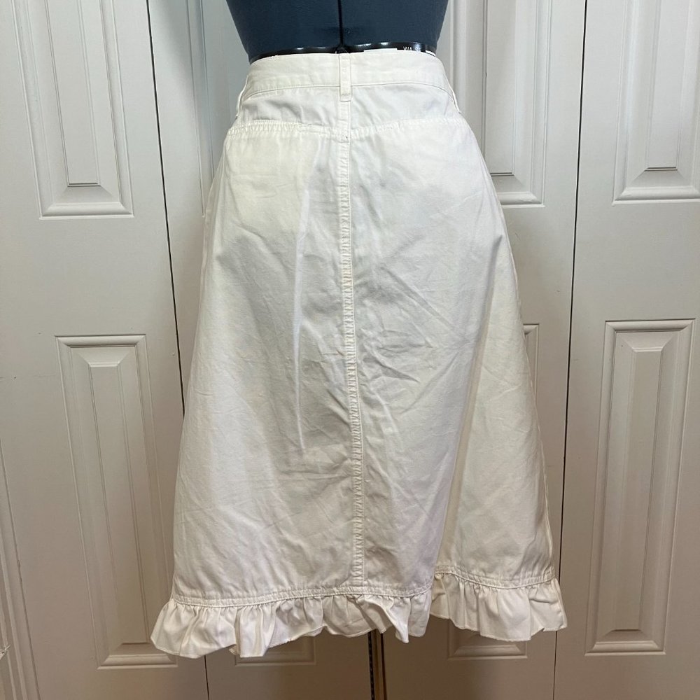 French Cuff White Cotton Skirt Size 10 - Picture 3 of 5